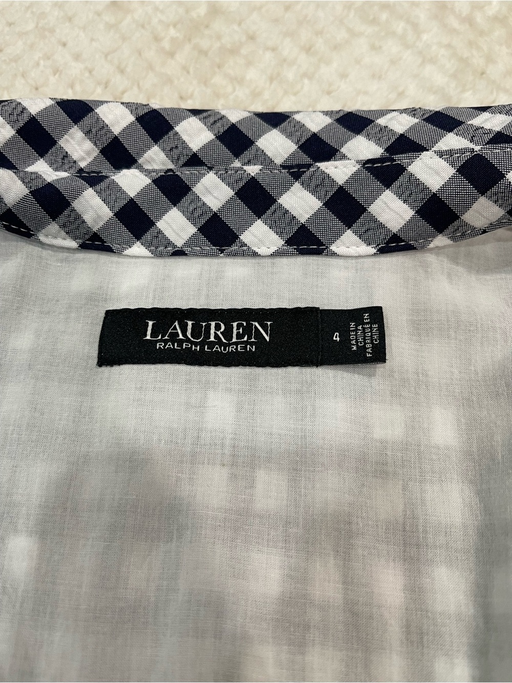 Lauren Ralph Lauren Gingham Sleeveless Shirtdress in Navy/White Size 4 - Picture 6 of 7